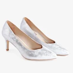Capollini Izzy Silber Nubukleder Mid Heel Pumps* Schuhe Für Hochzeitsgäste | Schuhe Für Die Mutter Der Braut