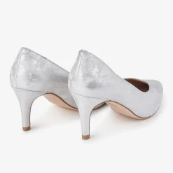 Capollini Izzy Silber Nubukleder Mid Heel Pumps* Schuhe Für Hochzeitsgäste | Schuhe Für Die Mutter Der Braut