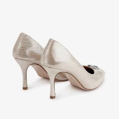 Capollini Judi Gold Nubukleder Pumps mit Diamantenbesatz* Party-schuhe | Schuhe Für Hochzeitsgäste