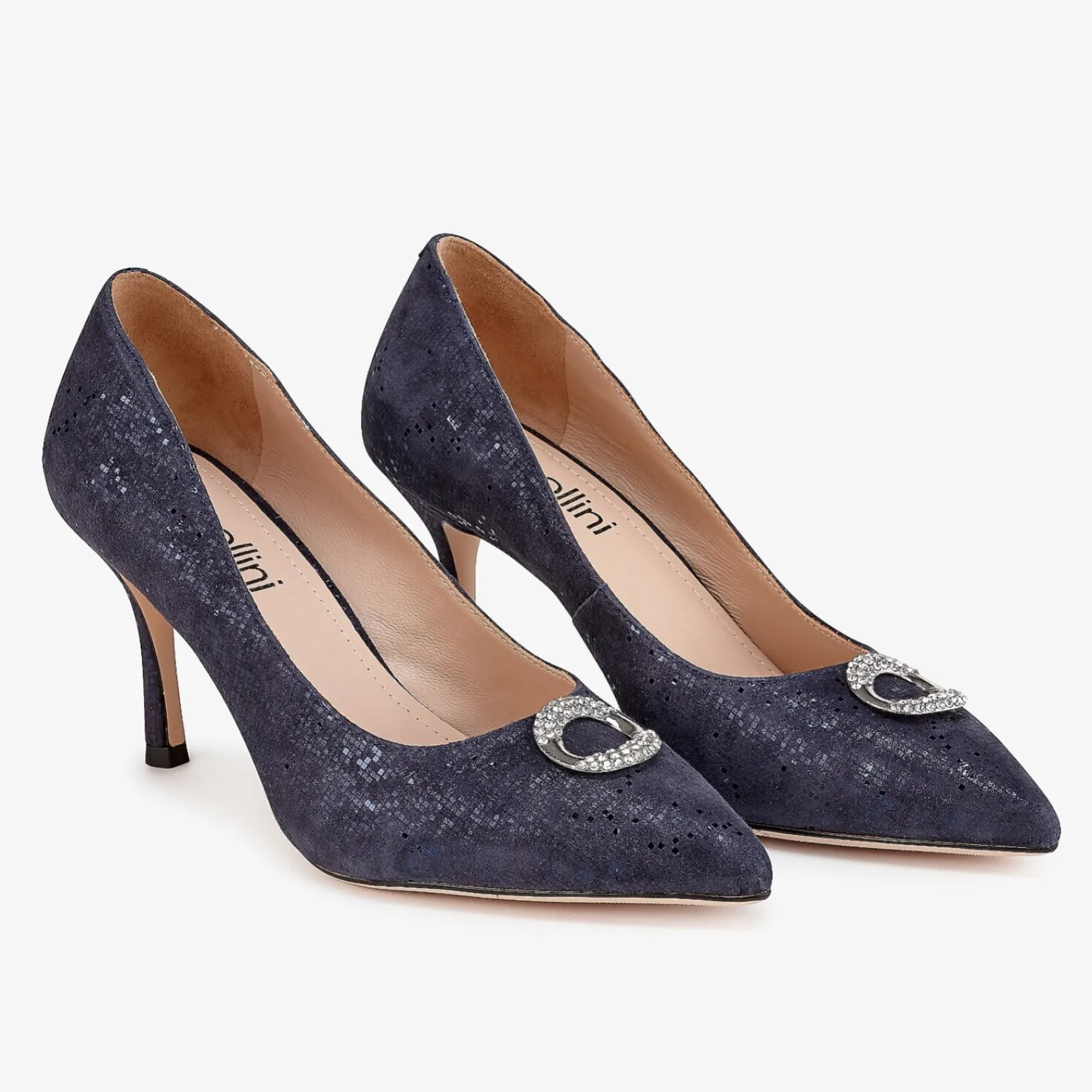 Capollini Judi Navy Nubukleder Pumps mit Diamantenbesatz* Party-schuhe | Schuhe Für Hochzeitsgäste