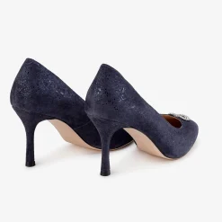 Capollini Judi Navy Nubukleder Pumps mit Diamantenbesatz* Party-schuhe | Schuhe Für Hochzeitsgäste