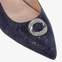 Capollini Judi Navy Nubukleder Pumps mit Diamantenbesatz* Party-schuhe | Schuhe Für Hochzeitsgäste