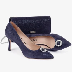 Capollini Judi Navy Nubukleder Pumps mit Diamantenbesatz* Party-schuhe | Schuhe Für Hochzeitsgäste