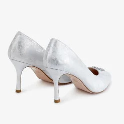 Capollini Judi Silberne Nubukleder-Halbschuhe mit Diamantenbesatz* Party-schuhe | Schuhe Für Hochzeitsgäste