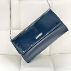 Capollini Marineblaue Leder-Clutch-Tasche* Hochzeitsgäste-taschen | Anlass Handtaschen