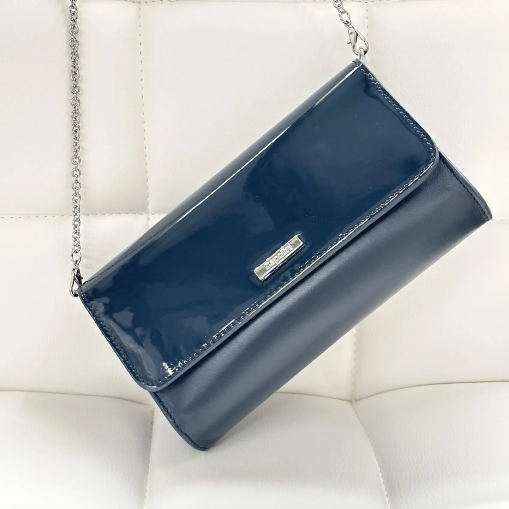 Capollini Marineblaue Leder-Clutch-Tasche* Hochzeitsgäste-taschen | Anlass Handtaschen