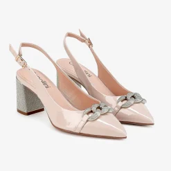 Capollini Mazy Nude Pink Lackleder Blockabsatz Slingbacks* Schuhe Für Hochzeitsgäste | Schuhe Für Die Mutter Der Braut