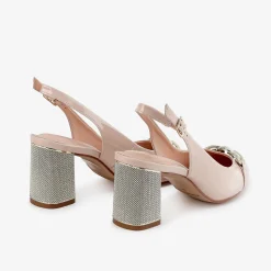 Capollini Mazy Nude Pink Lackleder Blockabsatz Slingbacks* Schuhe Für Hochzeitsgäste | Schuhe Für Die Mutter Der Braut