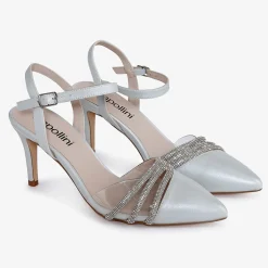 Capollini Ophelia Dove Grau Perlenbesetztes Leder Knöchelriemen Slingbacks* Schuhe Für Hochzeitsgäste | Schuhe Für Die Mutter Der Braut