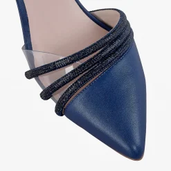 Capollini Ophelia Marineblaue Slingbacks aus perlenbesetztem Leder mit Knöchelriemen* Schuhe Für Hochzeitsgäste | Schuhe Für Die Mutter Der Braut
