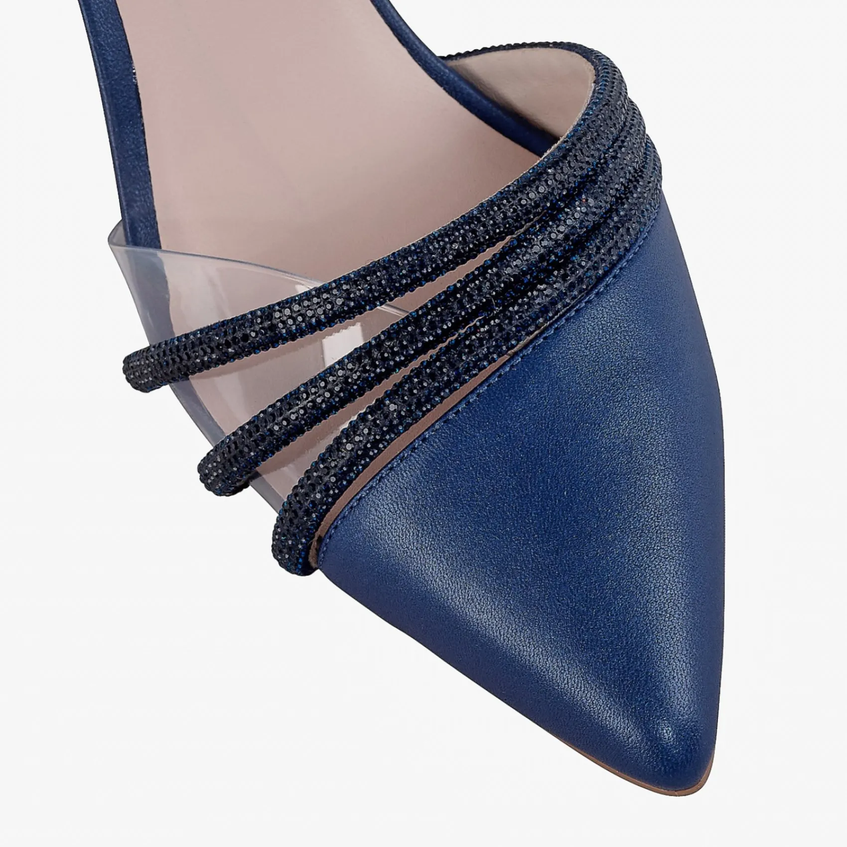 Capollini Ophelia Marineblaue Slingbacks aus perlenbesetztem Leder mit Knöchelriemen* Schuhe Für Hochzeitsgäste | Schuhe Für Die Mutter Der Braut