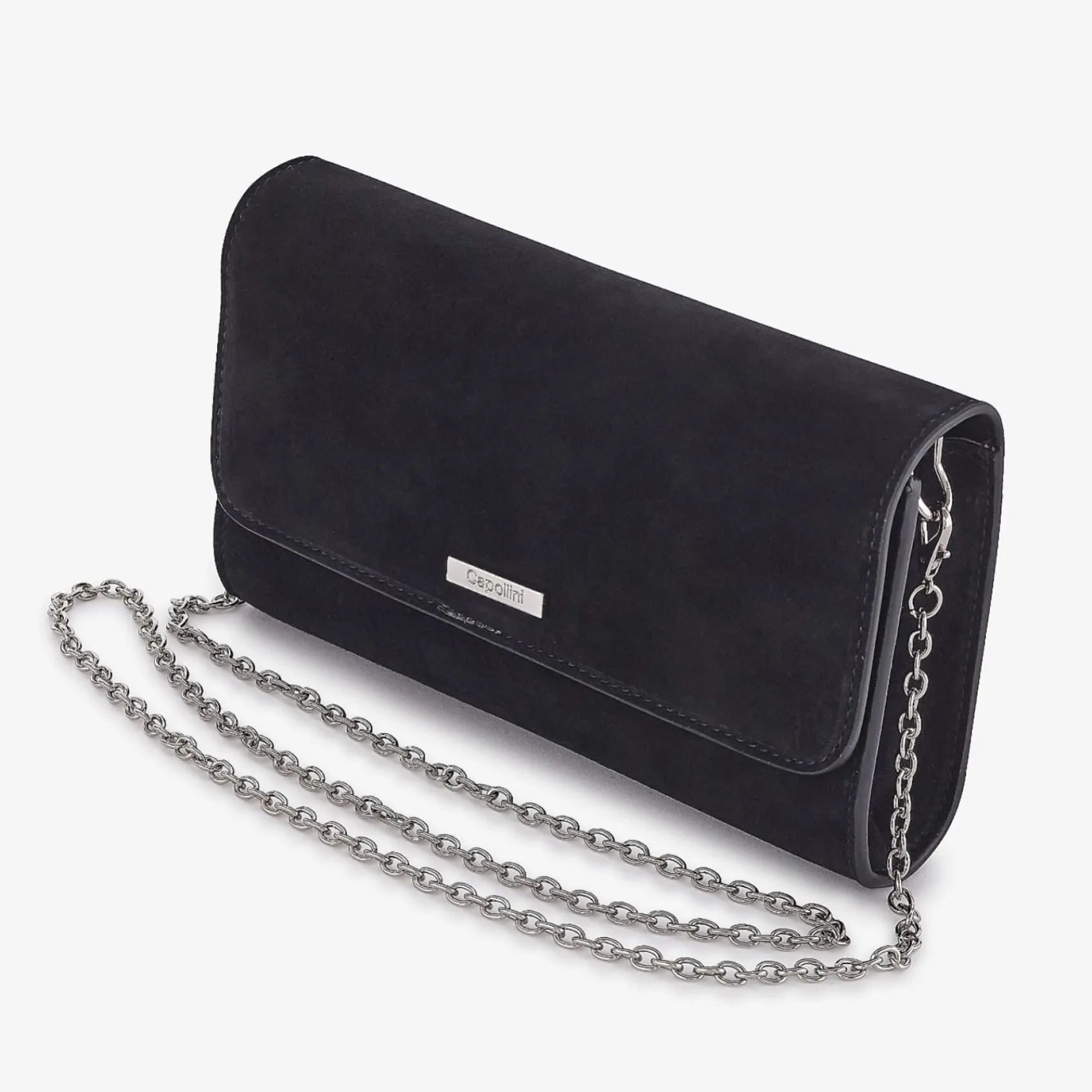 Capollini Schwarze Wildleder-Kupplungstasche* Hochzeitsgäste-taschen | Anlass Handtaschen
