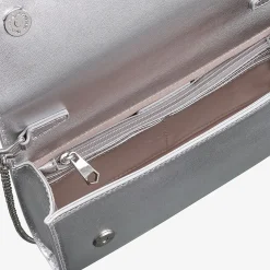 Capollini Silberne Leder Clutch Tasche* Hochzeitsgäste-taschen | Anlass Handtaschen