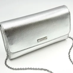 Capollini Silberne Leder Clutch Tasche* Hochzeitsgäste-taschen | Anlass Handtaschen