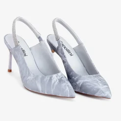 Capollini Sophia Grau Nubukleder Diamante Slingback Stilettos* Party-schuhe | Schuhe Für Hochzeitsgäste