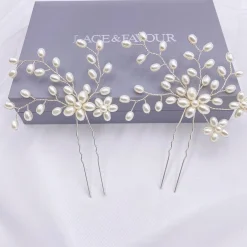 Lace & Favour Cascade 2er Set Perlenspray Haarnadeln* Perlen-haarschmuck | Silberne Haar-accessoires