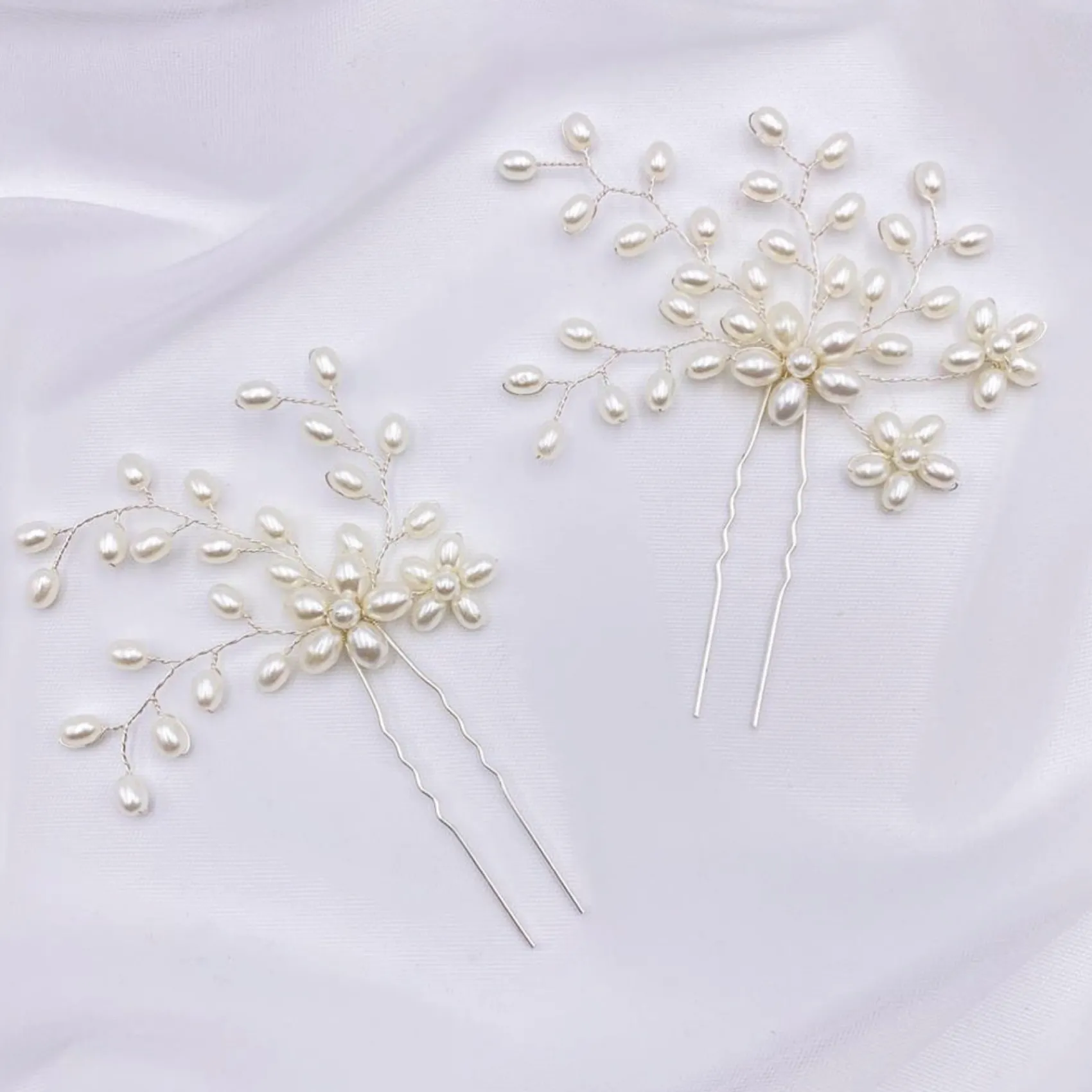 Lace & Favour Cascade 2er Set Perlenspray Haarnadeln* Perlen-haarschmuck | Silberne Haar-accessoires