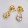 Lace & Favour Celeste Clip On Gold Kristall verschönert Hochzeit Ohrringe* Goldener Abschlussball-schmuck | Abschlussball-ohrringe