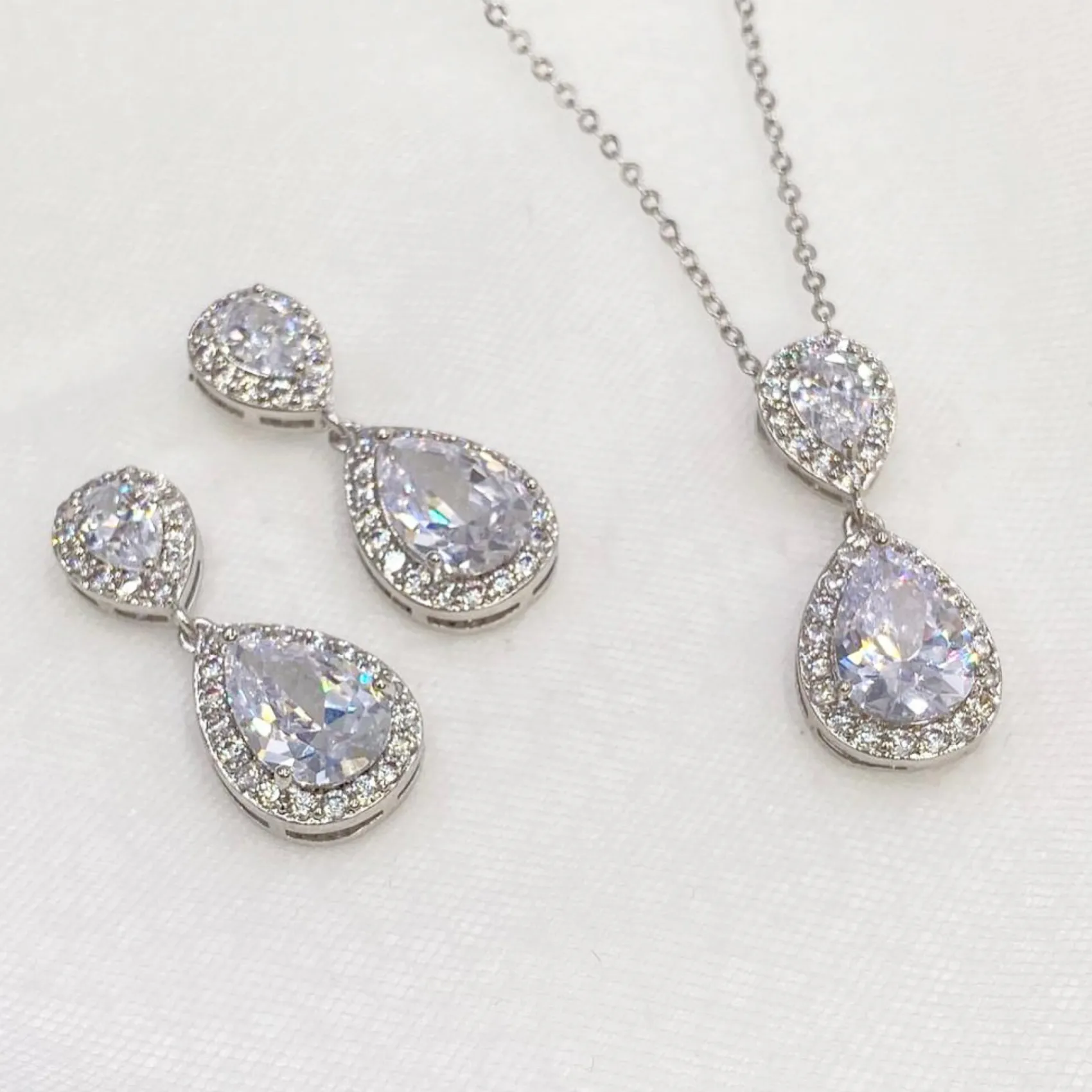 Lace & Favour Celeste Silber Kristall verschönert Hochzeitsschmuck Set* Silberner Abschlussball-schmuck | Abschlussball-schmuck-sets