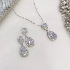 Lace & Favour Celeste Silber Kristall verschönert Hochzeitsschmuck Set* Silberner Abschlussball-schmuck | Abschlussball-schmuck-sets