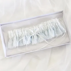 Boudoir Couture Chantilly Blau Floral Spitze Braut Strumpfband mit Perle Tropfen* Etwas Blaue Geschenke | Geschenke Für Die Braut