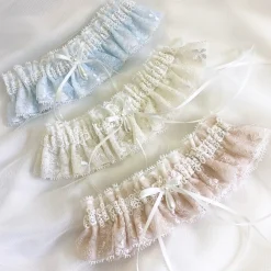 Boudoir Couture Chantilly Elfenbein Floral Spitze Braut Strumpfband mit Perle Droplet* Geschenke Für Die Braut | Strumpfbänder Für Bräute