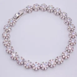 Lace & Favour Claverley Rundes Kristall verschönertes Hochzeitsarmband* Silberner Abschlussball-schmuck | Prom Armbänder