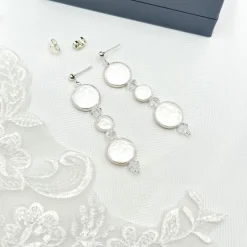 Beads & Beyond Connie Lange Süßwasser-Münzperlen-Ohrringe* Silberner Hochzeitsschmuck | Hochzeits-ohrringe