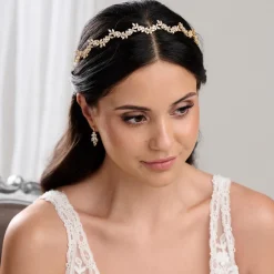 Lace & Favour Cortez Gold Zierliche Zirkonia Hochzeit Stirnband* Abschlussball-haarbänder & Tiaras | Haarschmuck Aus Kristall
