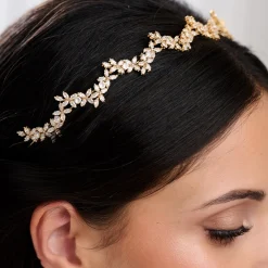 Lace & Favour Cortez Gold Zierliche Zirkonia Hochzeit Stirnband* Abschlussball-haarbänder & Tiaras | Haarschmuck Aus Kristall