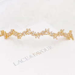 Lace & Favour Cortez Gold Zierliche Zirkonia Hochzeit Stirnband* Abschlussball-haarbänder & Tiaras | Haarschmuck Aus Kristall