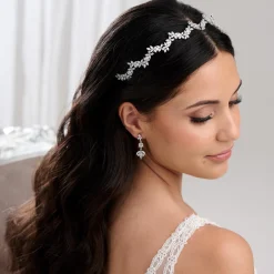 Lace & Favour Cortez Silber zierliche kubischer Zirkonia Hochzeit Stirnband* Abschlussball-haarbänder & Tiaras | Haarschmuck Aus Kristall