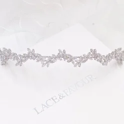 Lace & Favour Cortez Silber zierliche kubischer Zirkonia Hochzeit Stirnband* Abschlussball-haarbänder & Tiaras | Haarschmuck Aus Kristall