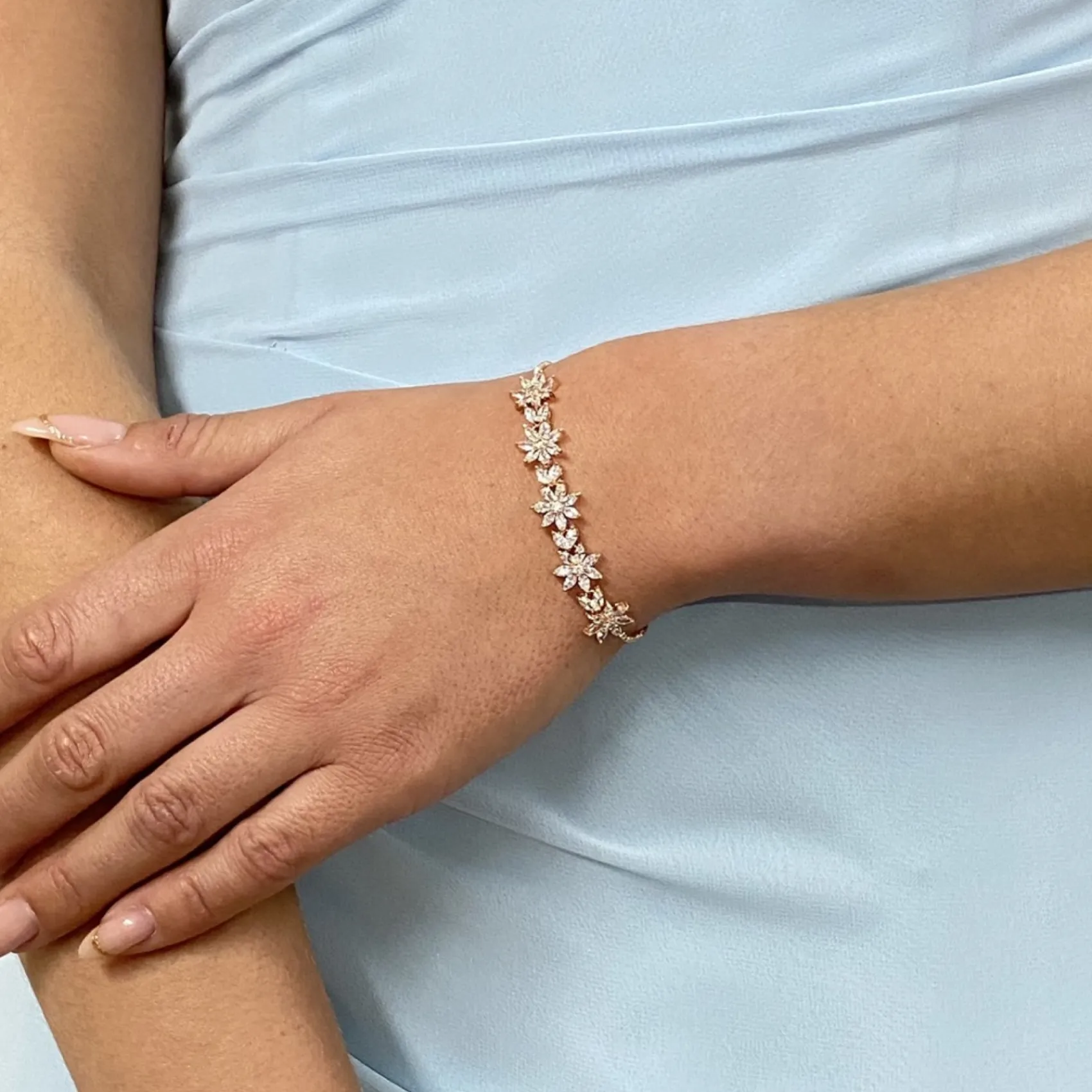 Lace & Favour Daisy Rose Gold Floral Crystal Verstellbares Armband* Geschenke Für Brautjungfern | Kristall-hochzeitsschmuck