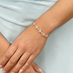 Lace & Favour Daisy Rose Gold Floral Crystal Verstellbares Armband* Geschenke Für Brautjungfern | Kristall-hochzeitsschmuck