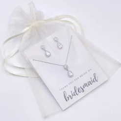 Lace & Favour danke, dass du meine Brautjungfer bist" Silberner Kristallschmuck* Geschenke Für Brautjungfern | Kristall-hochzeitsschmuck