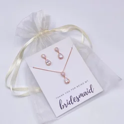 Lace & Favour danke, dass du meine Brautjungfer bist" Schmuckset in Rosegold-Kristall* Geschenke Für Brautjungfern | Kristall-hochzeitsschmuck