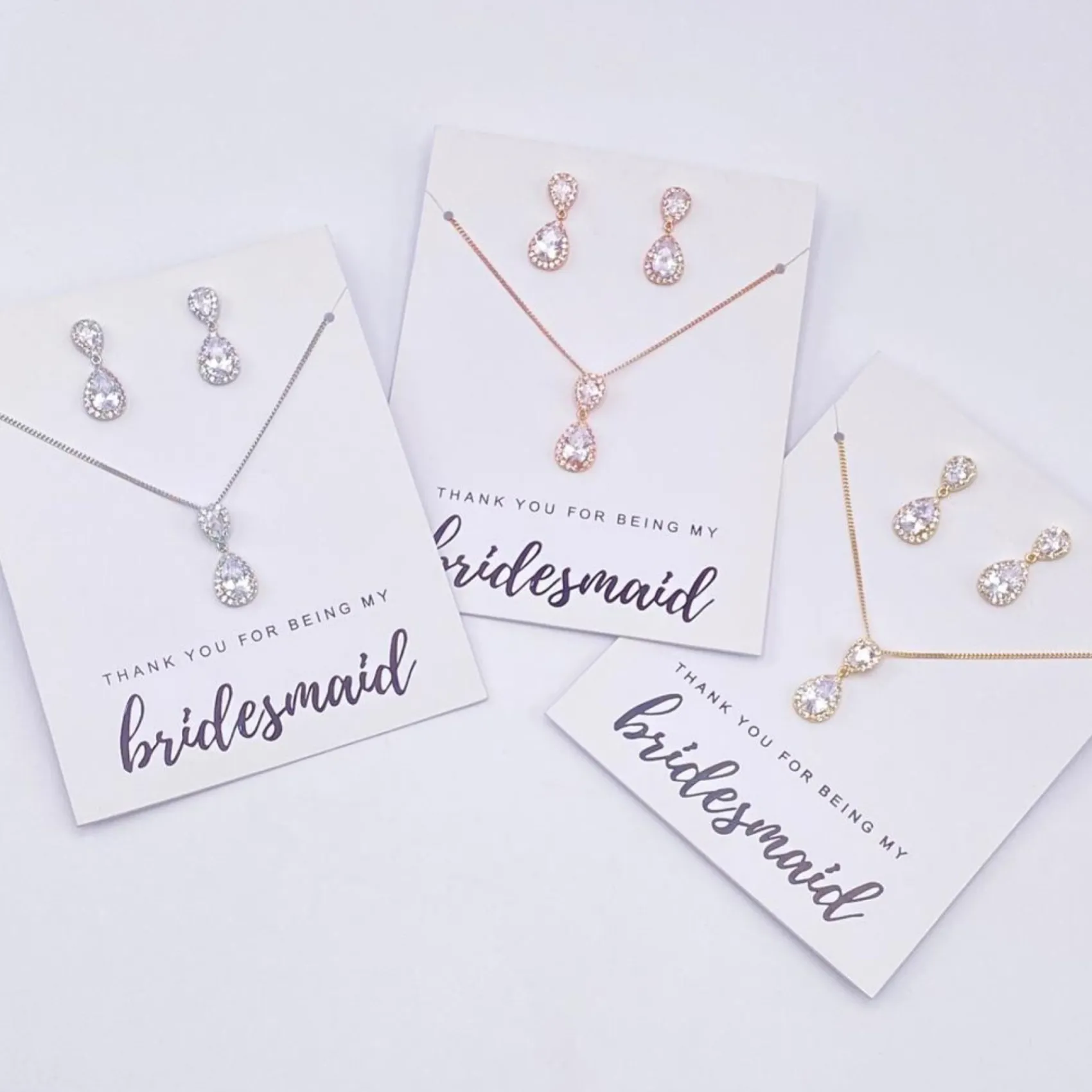 Lace & Favour danke, dass du meine Brautjungfer bist" Schmuckset in Rosegold-Kristall* Geschenke Für Brautjungfern | Kristall-hochzeitsschmuck