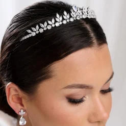 Lace & Favour Dekadenz Low Cubic Zirkonia Blätter Hochzeit Tiara* Abschlussball-haarbänder & Tiaras | Haarschmuck Aus Kristall