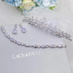 Lace & Favour Dekadenz Low Cubic Zirkonia Blätter Hochzeit Tiara* Abschlussball-haarbänder & Tiaras | Haarschmuck Aus Kristall
