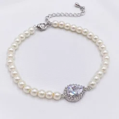 Lace & Favour Desiree Chic Perlen-Hochzeitsarmband (Silber)* Geschenke Für Die Braut | Perlen-hochzeitsschmuck