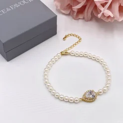 Lace & Favour Desiree Chic Perlen-Hochzeitsarmband (Gold)* Geschenke Für Die Braut | Perlen-hochzeitsschmuck