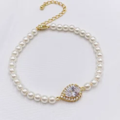 Lace & Favour Desiree Chic Perlen-Hochzeitsarmband (Gold)* Geschenke Für Die Braut | Perlen-hochzeitsschmuck