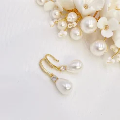 Lace & Favour Dolci Gold Crystal verschönert Teardrop Perlen Ohrringe* Geschenke Für Brautjungfern | Geschenke Für Die Braut