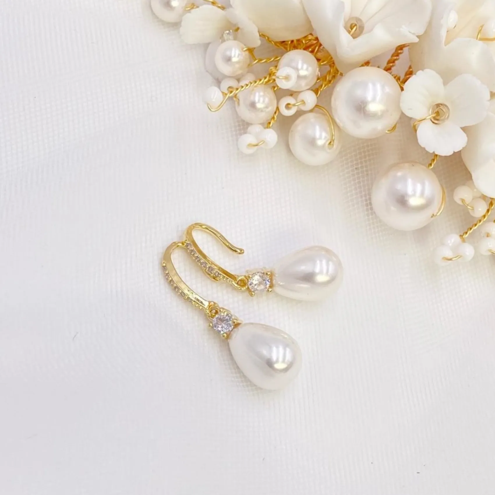 Lace & Favour Dolci Gold Crystal verschönert Teardrop Perlen Ohrringe* Geschenke Für Brautjungfern | Geschenke Für Die Braut