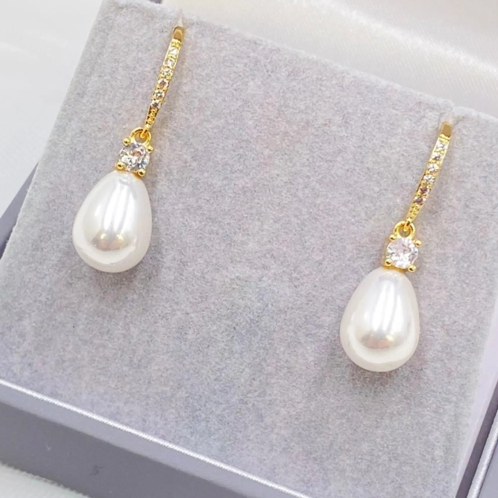 Lace & Favour Dolci Gold Crystal verschönert Teardrop Perlen Ohrringe* Geschenke Für Brautjungfern | Geschenke Für Die Braut