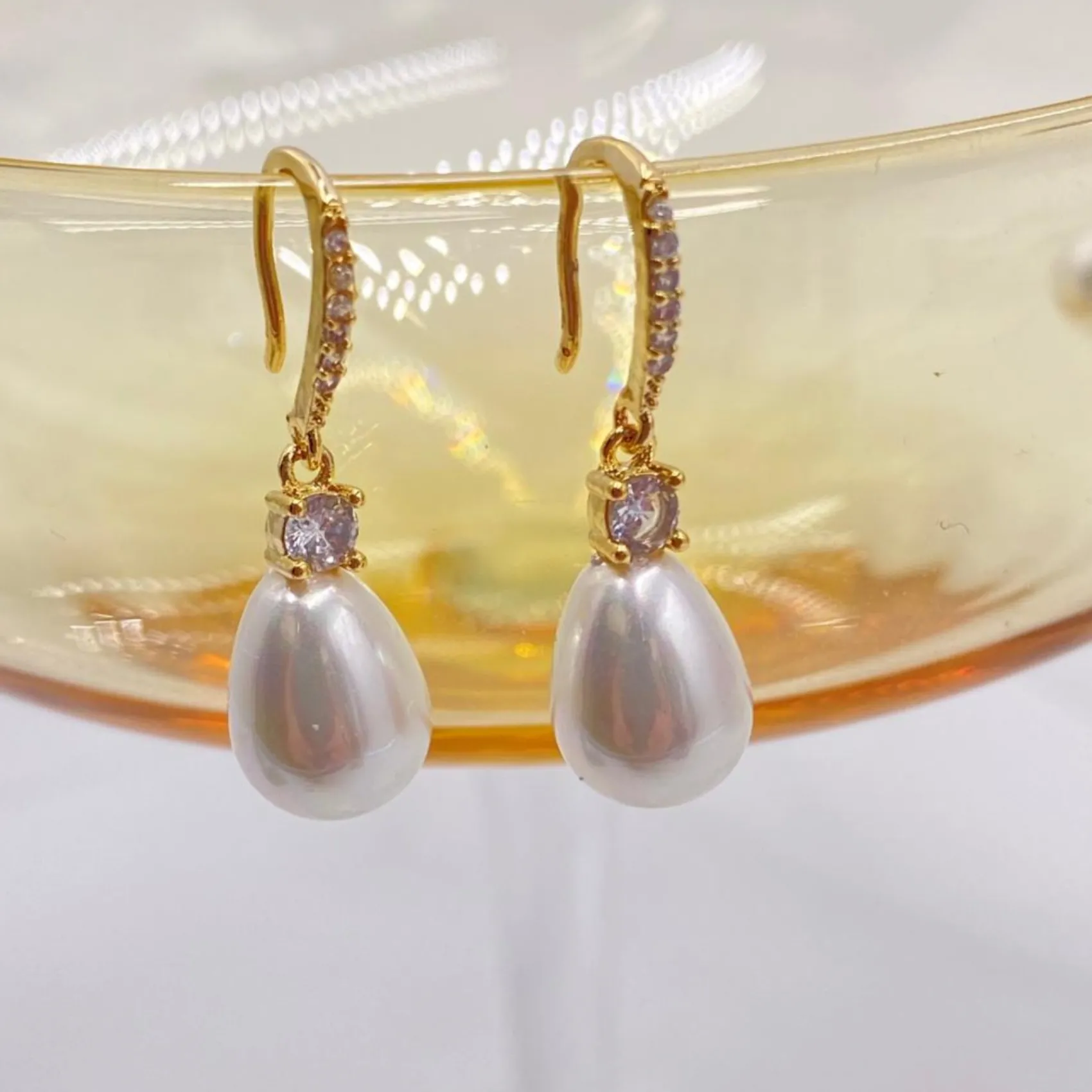 Lace & Favour Dolci Gold Crystal verschönert Teardrop Perlen Ohrringe* Geschenke Für Brautjungfern | Geschenke Für Die Braut