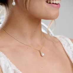 Lace & Favour Dolci Gold Teardrop Perlen Anhänger Halskette* Geschenke Für Brautjungfern | Geschenke Für Die Braut