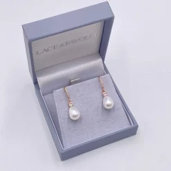 Lace & Favour Dolci Rose Gold Kristallverzierte Tränenperlen-Ohrringe* Geschenke Für Brautjungfern | Geschenke Für Die Braut