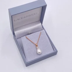 Lace & Favour Dolci Rose Gold Teardrop Perlen Anhänger Halskette* Geschenke Für Brautjungfern | Geschenke Für Die Braut